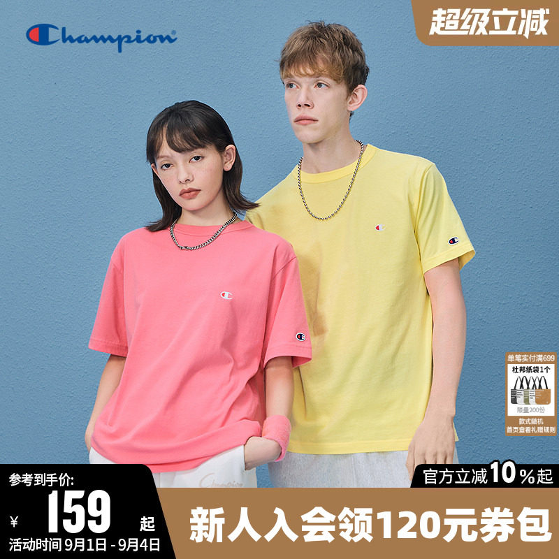 Champion冠军圆领情侣短袖T恤图片