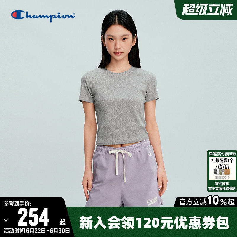Champion冠军短款圆领短袖T恤女