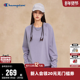 Champion冠军T恤女26春季新款纯棉插肩袖休闲圆领宽松长袖上衣潮