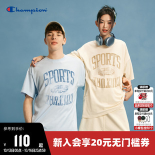 上衣男 纯棉透气情侣圆领休闲短袖 Champion冠军T恤女2025夏季 新款