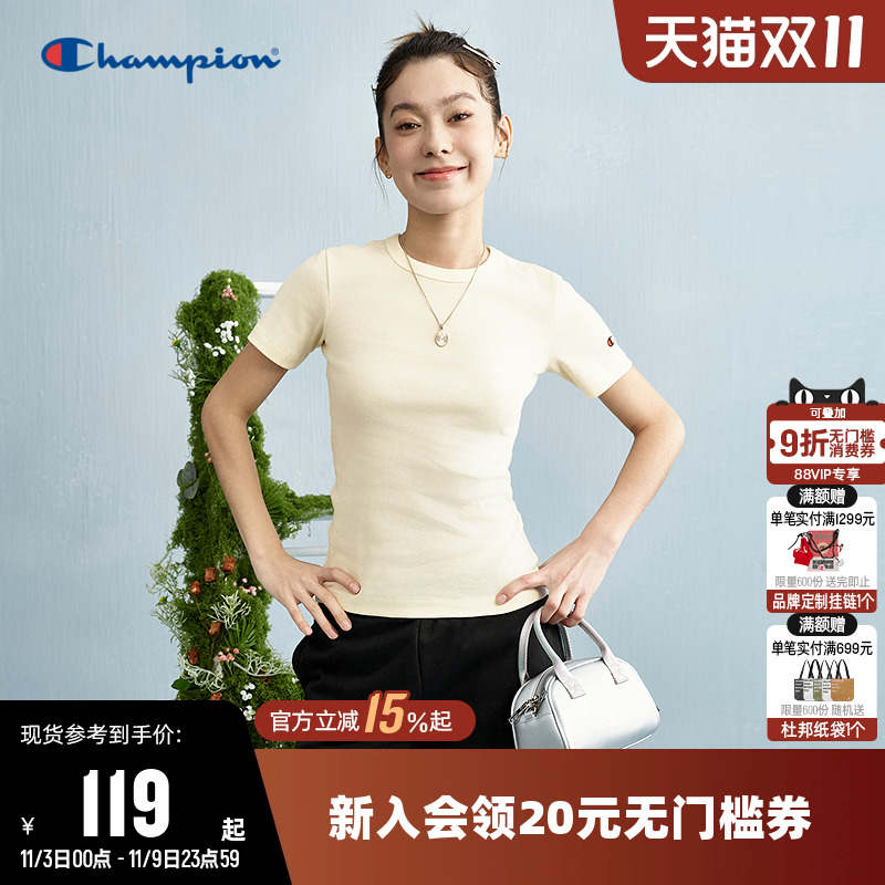 Champion冠军圆领短袖T恤女