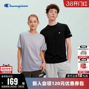 Champion冠军T恤女2026春季新款情侣纯棉经典休闲圆领短袖上衣男