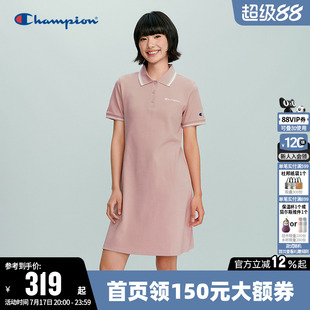 Champion连衣裙女2026夏季新款纯棉针织polo A字裙休闲裙子超