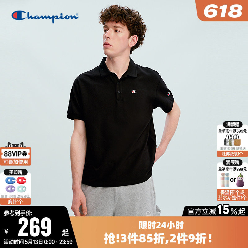 Champion冠军T恤女2026夏季新款情侣休闲宽松POLO衫短袖上衣男潮