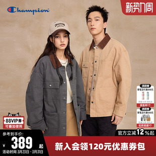 Champion冠军夹克女春季 休闲单排扣翻领外套男 情侣纯棉巴恩风工装