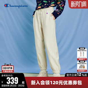 休闲运动裤 Champion冠军卫裤 纯棉直筒束脚裤 刺绣logo长裤 子 女春季