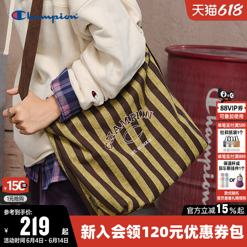 Champion冠军单肩包男时尚旅游挎包轻便百搭布包双面多背包女通勤