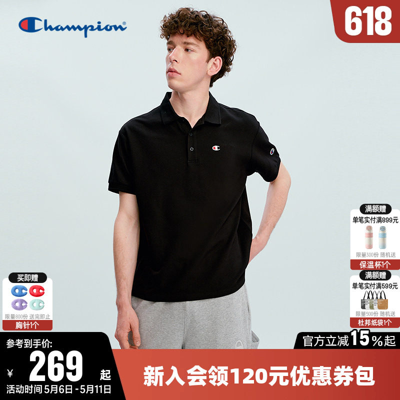 Champion冠军T恤女2026夏季新款情侣休闲宽松POLO衫短袖上衣男潮