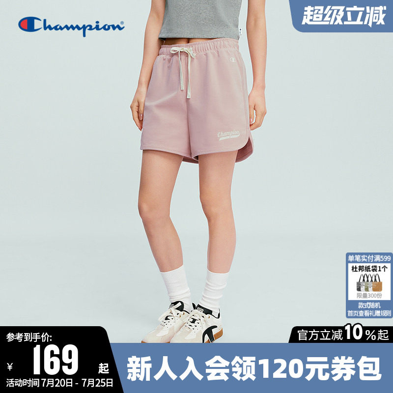 Champion冠军短裤女2026夏季新款纯棉直筒抽绳三分运动裤休闲裤子