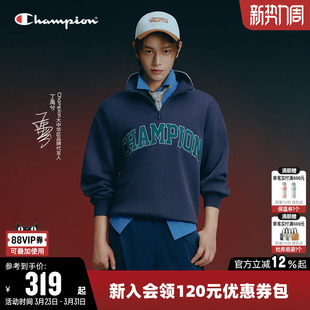 情侣纯棉休闲半拉链上衣男 Champion冠军卫衣女春季 丁禹兮同款