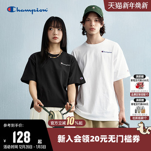 上衣男 刺绣纯棉情侣圆领运动短袖 Champion冠军T恤女2025夏季 新款