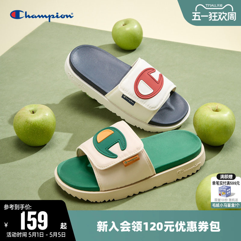 Champion冠军拖鞋女夏季软底一字凉拖男厚底魔术贴休闲凉鞋鞋子潮