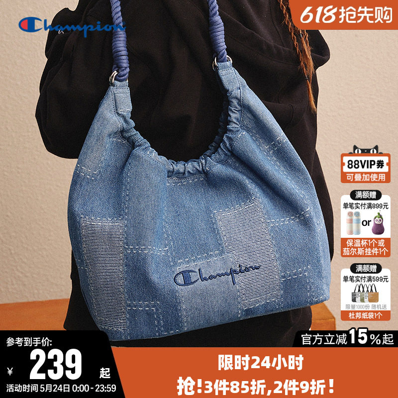 Champion冠军单肩包女男情侣轻量化时尚通勤出游手提包挎包托特包