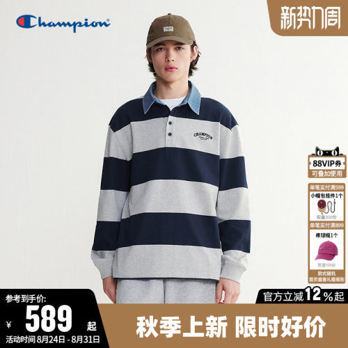 Champion冠军长袖POLO衫T恤男