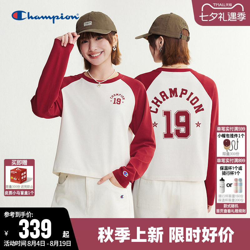 Champion冠军休闲圆领长袖T恤女