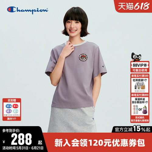 Champion冠军休闲短袖圆领T恤女