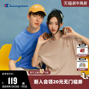 情侣圆领运动短袖 纯棉打底衫 上衣男 新款 Champion冠军T恤女25夏季