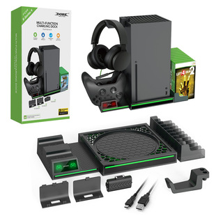 X-box SeriesX主机充电底座XSX/ONE SX手柄座充+碟片收纳耳机挂架