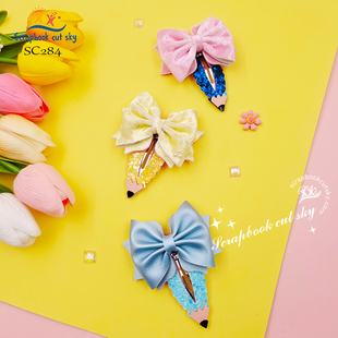 SC284 铅笔BB夹蝴蝶结组合手工DIY刀模发饰Sizzix压花机通用模