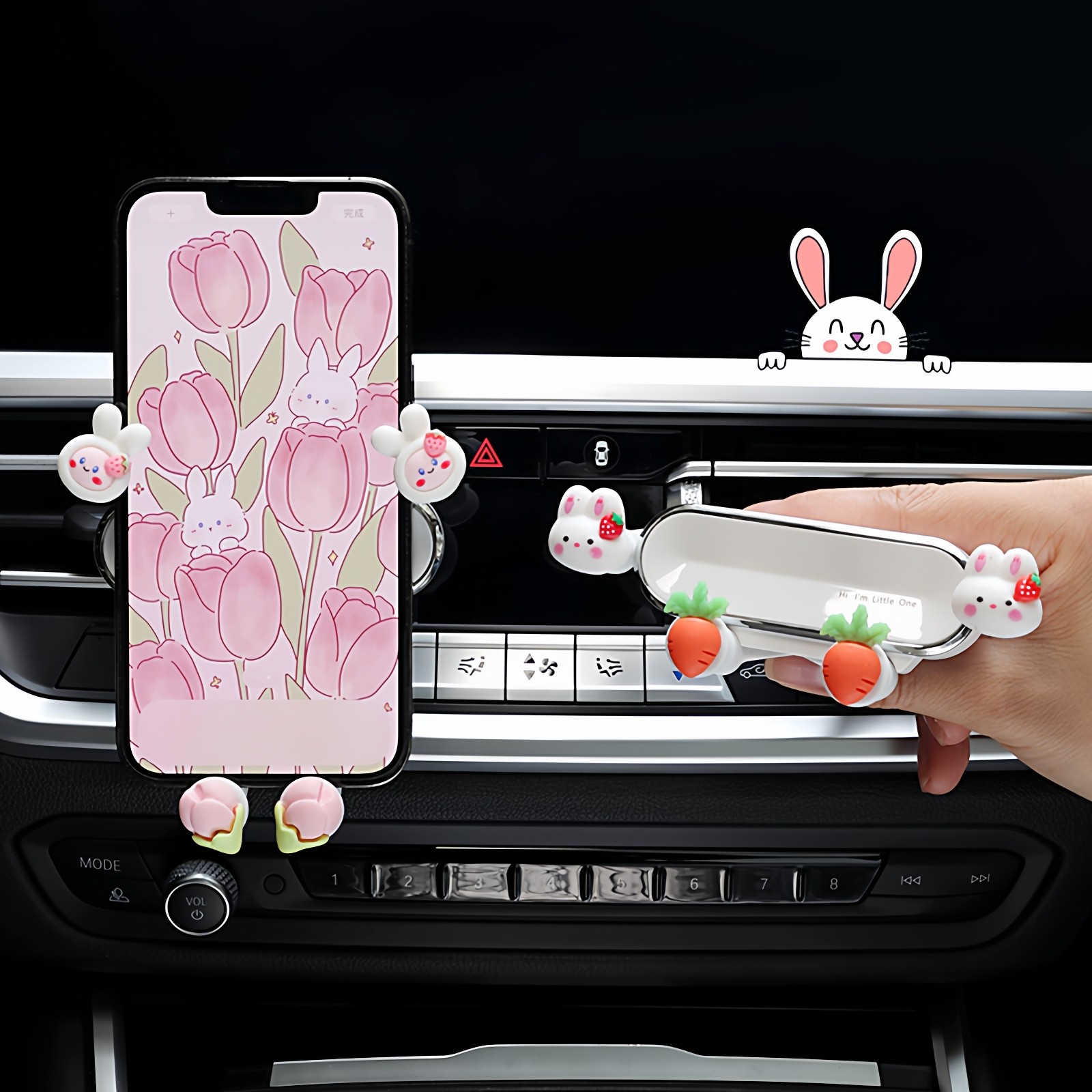 车载手机支架2026新款可爱兔子汽车导航支架出风口装饰固定支撑架,汽车用品/电子/清洗/改装,车载手机支架/手机座,淘宝优惠券,粉丝福利购,淘宝优惠卷
