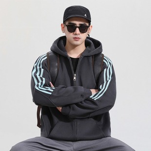 MAMMJUDXcityboy日系复古双拉头开衫卫衣男生秋冬宽松连帽外套青