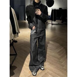 MAMMJUDX白菜coke “蛇迹”A字原牛窄幅赤耳激光烧花提花拼接直筒