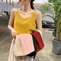 Hong Kong chic small fresh and loose wear Chiffon suspender women's wave point inside sleeveless vest bottoming top summer