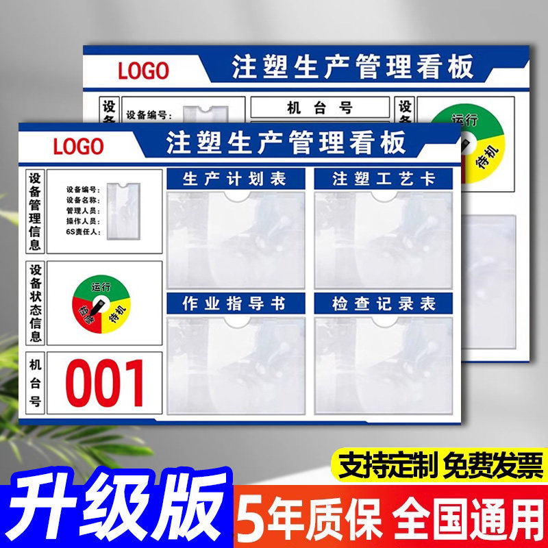 注塑机生产看板公示栏工厂生产车间标识牌点检设备状态管理标识牌