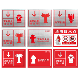 室外消火栓标识牌不锈钢消防标示牌定制消防水泵接合器标识牌户外地下消防栓喷淋水泵标志挂牌取水口指示牌贴