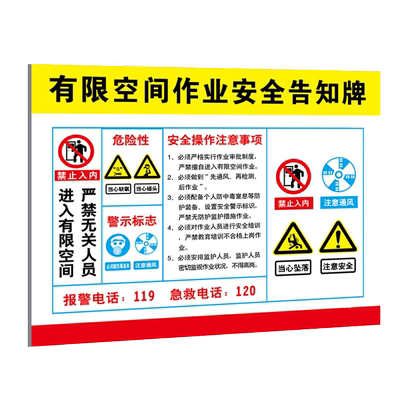 受限空间密闭空间贴纸标识牌