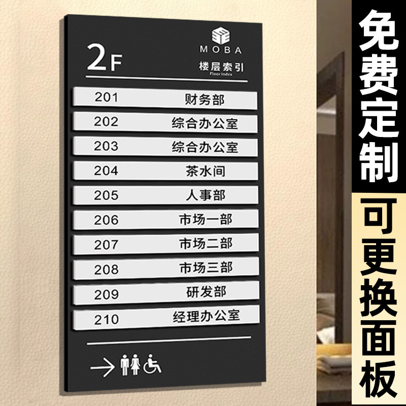 公司楼层索引牌可更换标识牌定制