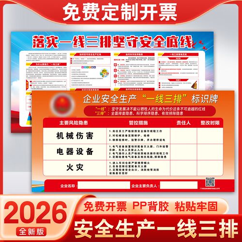 一线三排标识牌企业安全生产标贴