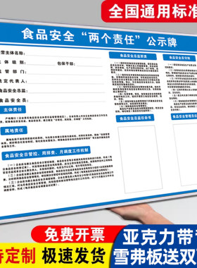 食品安全两个责任公示牌食品安全