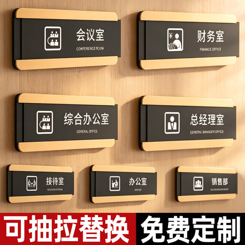 可替换办公室门牌标识牌定制抽拉