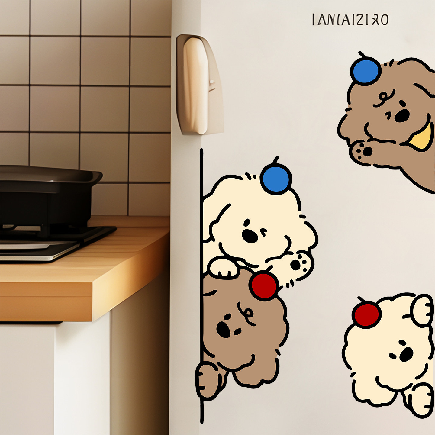 2025新款冰箱贴纸高级感厨房装饰贴画探头小狗房屋改造小物件墙贴