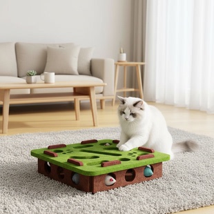 免安装方形益智逗猫迷宫掏球乐成猫自嗨玩具轻熟风猫玩具解闷毛毡
