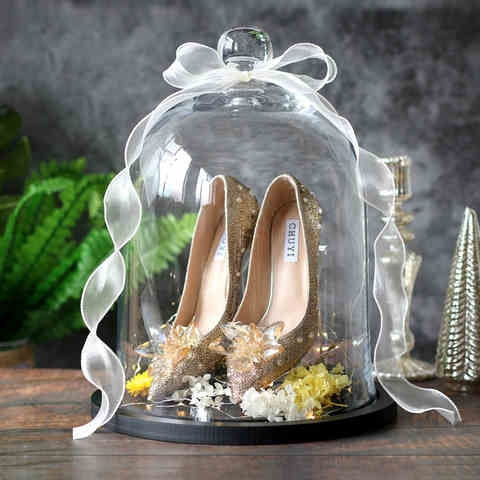 婚鞋套圈盒子套圈藏婚鞋大号透明玻璃罩接亲游戏网红结婚装饰神c8