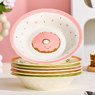 盘子菜盘家用2026新款高颜值釉下彩好看的蛋糕碗碟可爱的水果碗盘