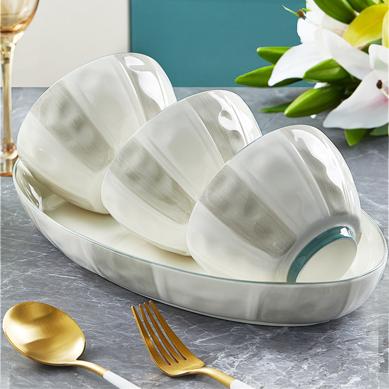 名安健康釉下彩时尚简约陶瓷饭碗