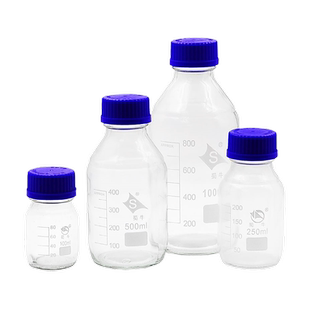 蜀牛丝口蓝盖瓶螺口密封样品瓶玻璃化学试剂瓶透明棕色实验室玻璃瓶250 1000 2000 3000 5000ml 1L 2L大容量