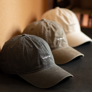 白川日系软顶棒球帽女纯棉水洗做旧简约加深鸭舌帽男百搭深灰帽子