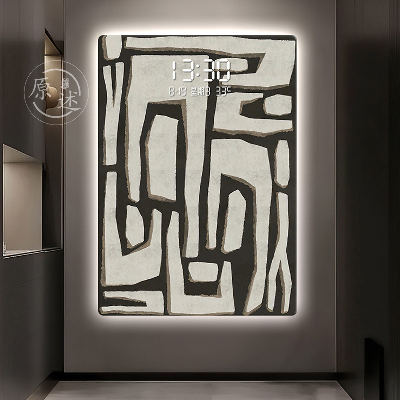 数显屏挂钟玄关装饰画led数字电子时钟走廊壁画高级感发光气氛灯