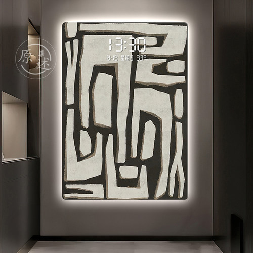 数显屏挂钟玄关装饰画led数字电子时钟走廊壁画高级感发光气氛灯