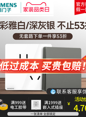 西门子皓彩雅白/深灰银开关插座