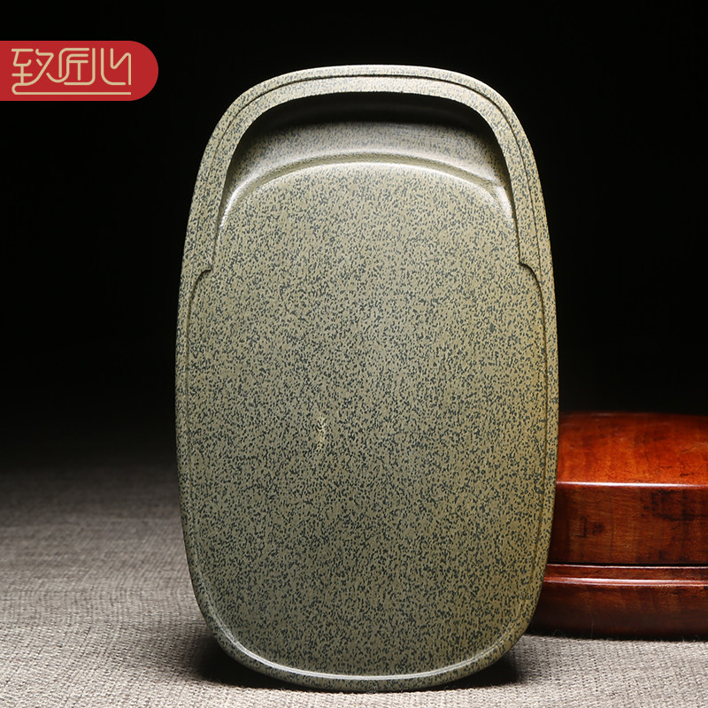 匠心非遗手工作品《仿古素砚》歙砚原石手工雕刻砚台端砚老坑文房四宝老坑黄鱼籽砚台鱼子砚收藏送礼佳品