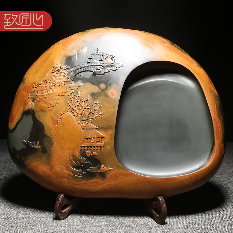 匠心非遗名砚大师手工作品江南