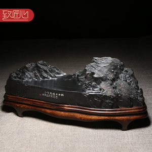 名师名砚/匠心非遗歙砚大师作品/轻舟已过万重山/手工立体浮雕老坑籽料砚台文房办公室高档摆件送礼佳品收藏