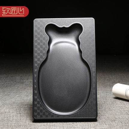匠心非遗歙砚/蝉形池砚/天然原石砚台素池砚实用文房墨盘端砚老坑文房四宝送礼自用书画素池砚长方形砚台