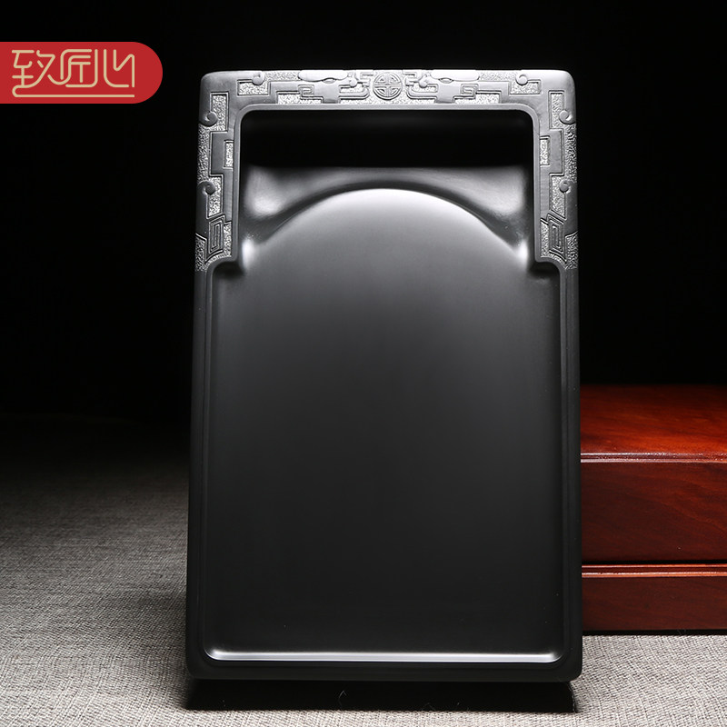 匠心非遗名师歙砚双龙戏珠歙砚