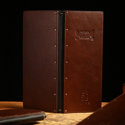 牛皮复古怀旧酒水 活页活页夹餐单ktv会所酒吧鸡尾酒威士忌欧式酒水单